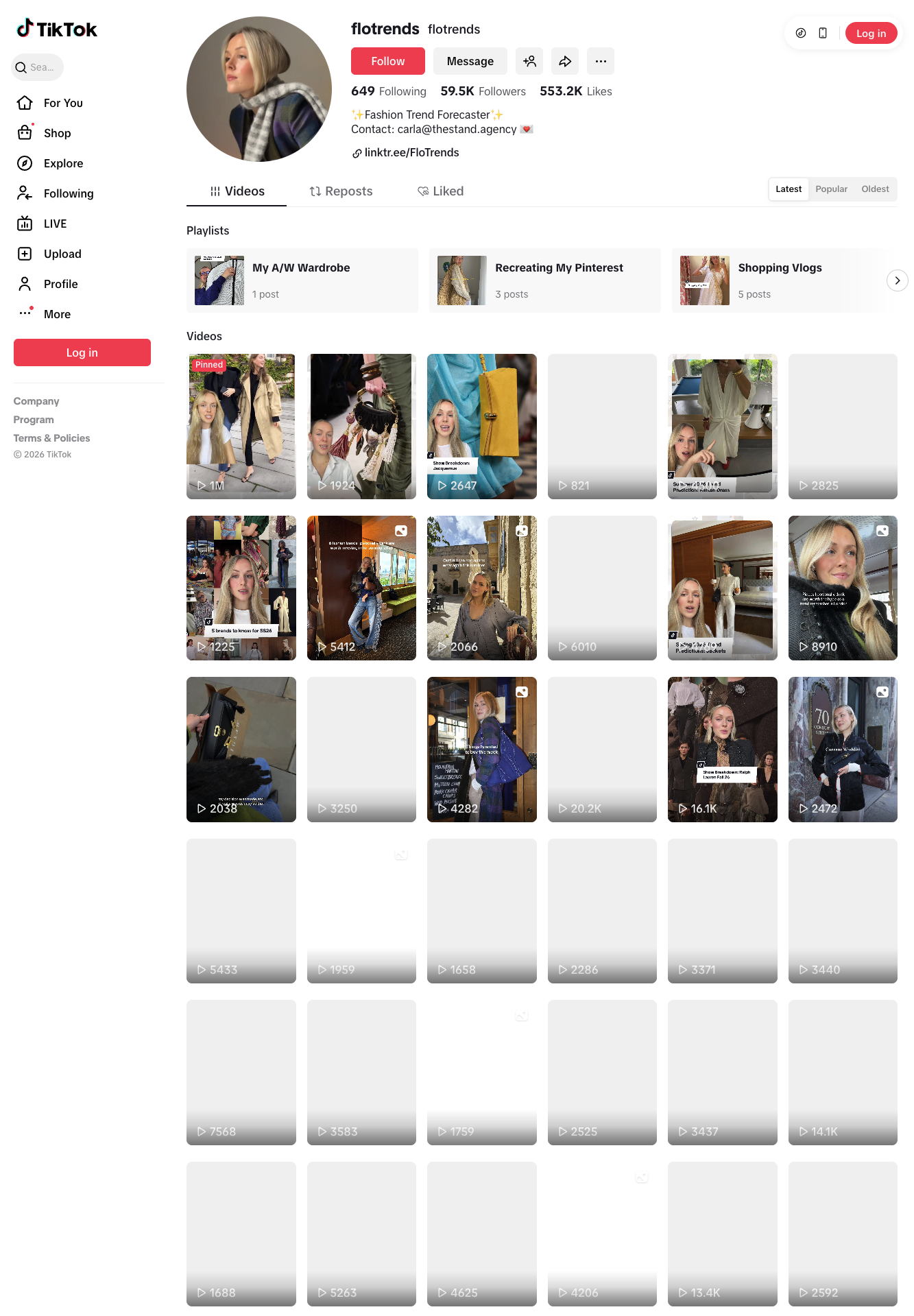 FloTrends TikTok profile showing fashion trend forecasting content